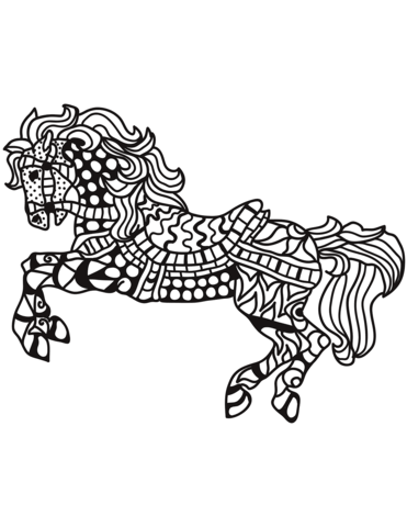 Galloping Horse Zentangle Coloring Page